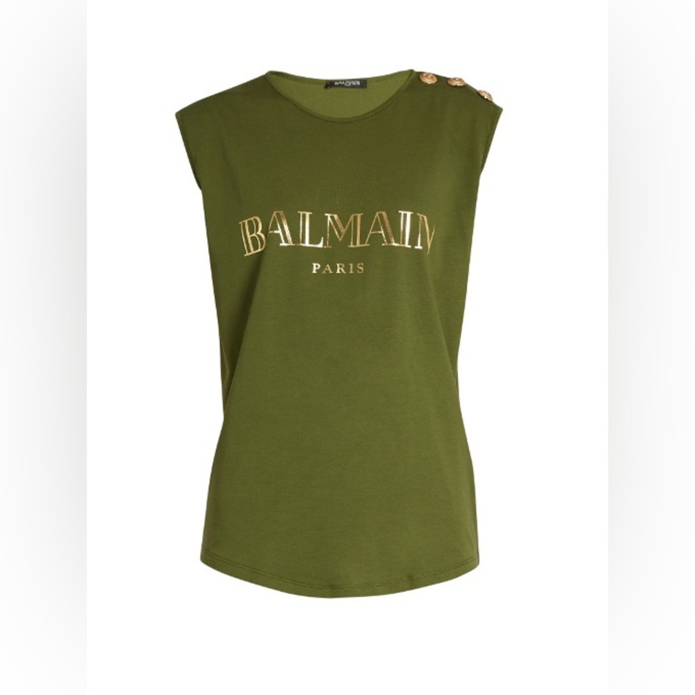NWT Balmain Button Tank Top in Army Green